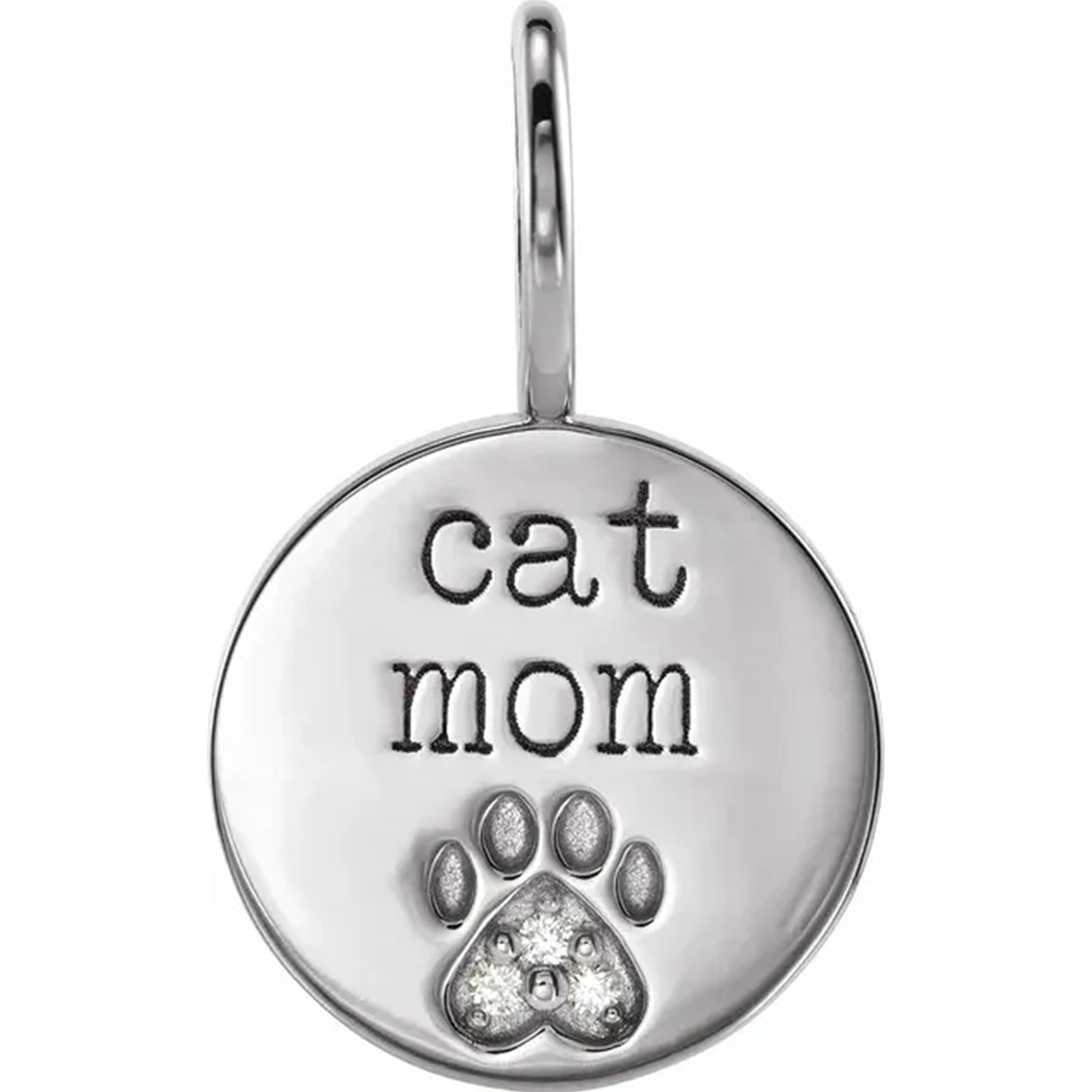 14K White Gold - Cat mom