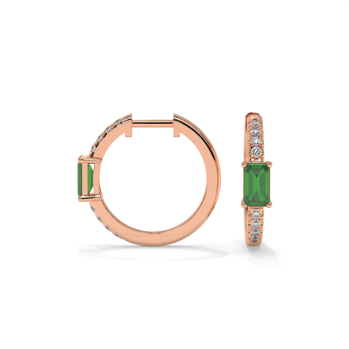 14K Rose Gold - Emerald