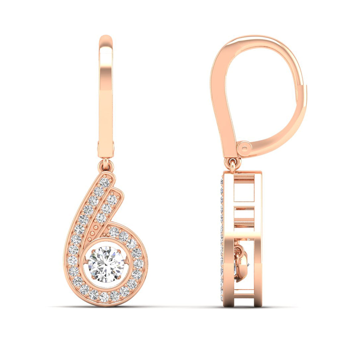 Spiral Triple Row Dancing Diamond Dangle Earrings - Milano
