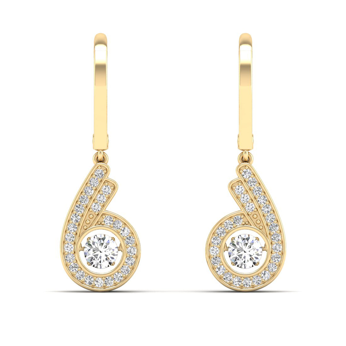 Spiral Triple Row Dancing Diamond Dangle Earrings - Milano