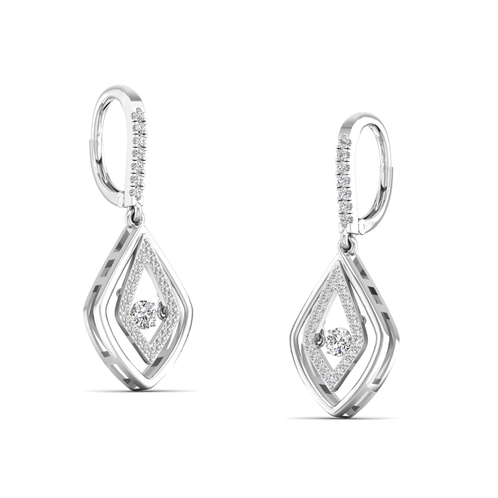 Double Drop Dancing Diamond Dangle Earrings - Milano