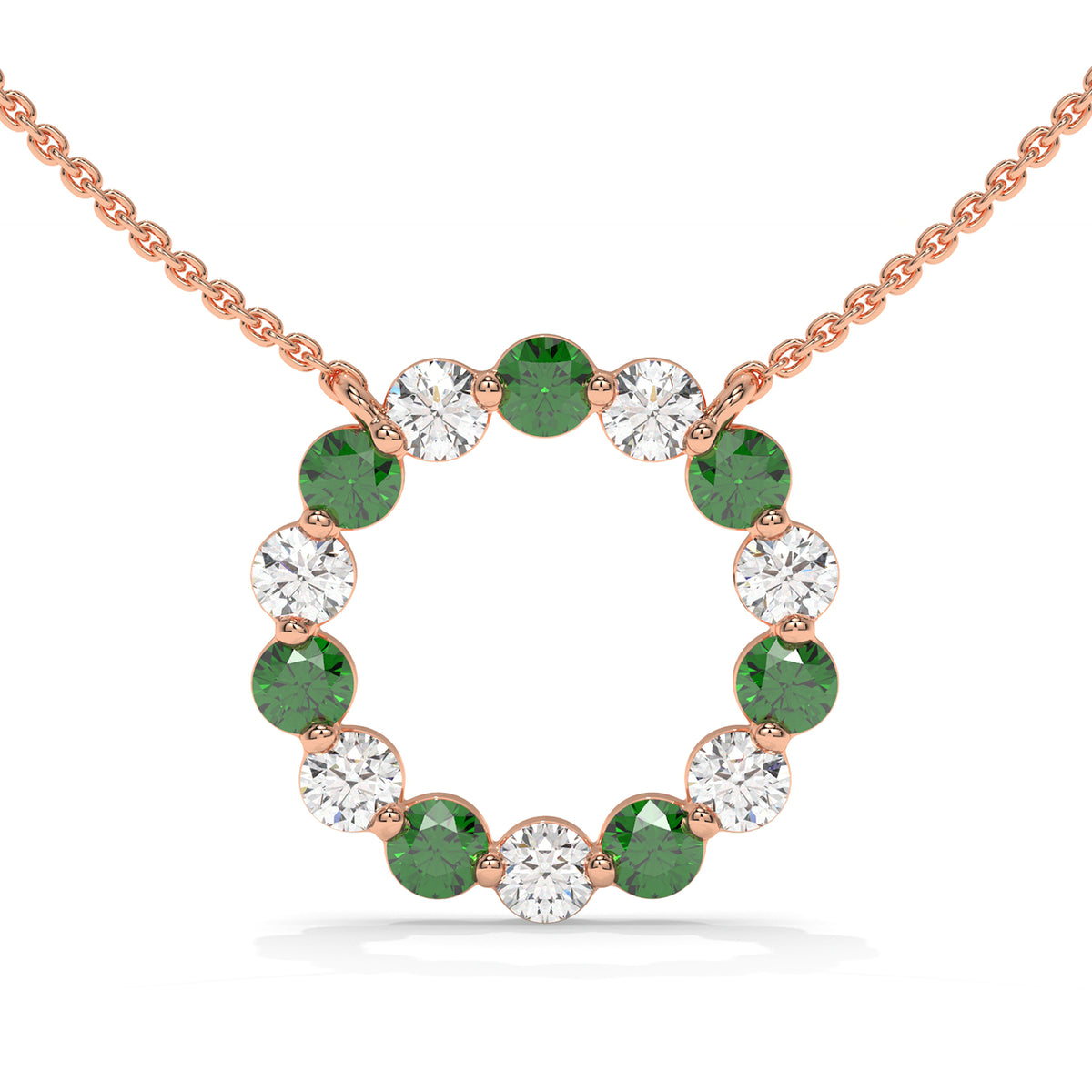 14K Rose Gold - Emerald