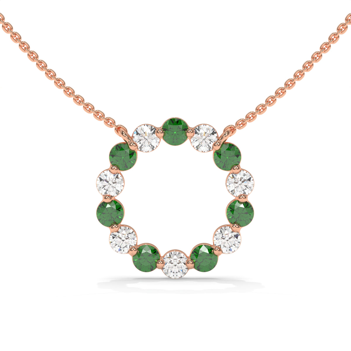 14K Rose Gold - Emerald