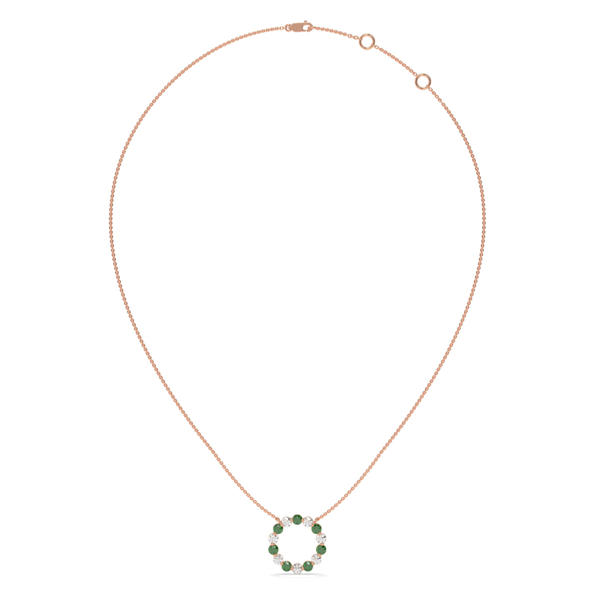 14K Rose Gold - Emerald