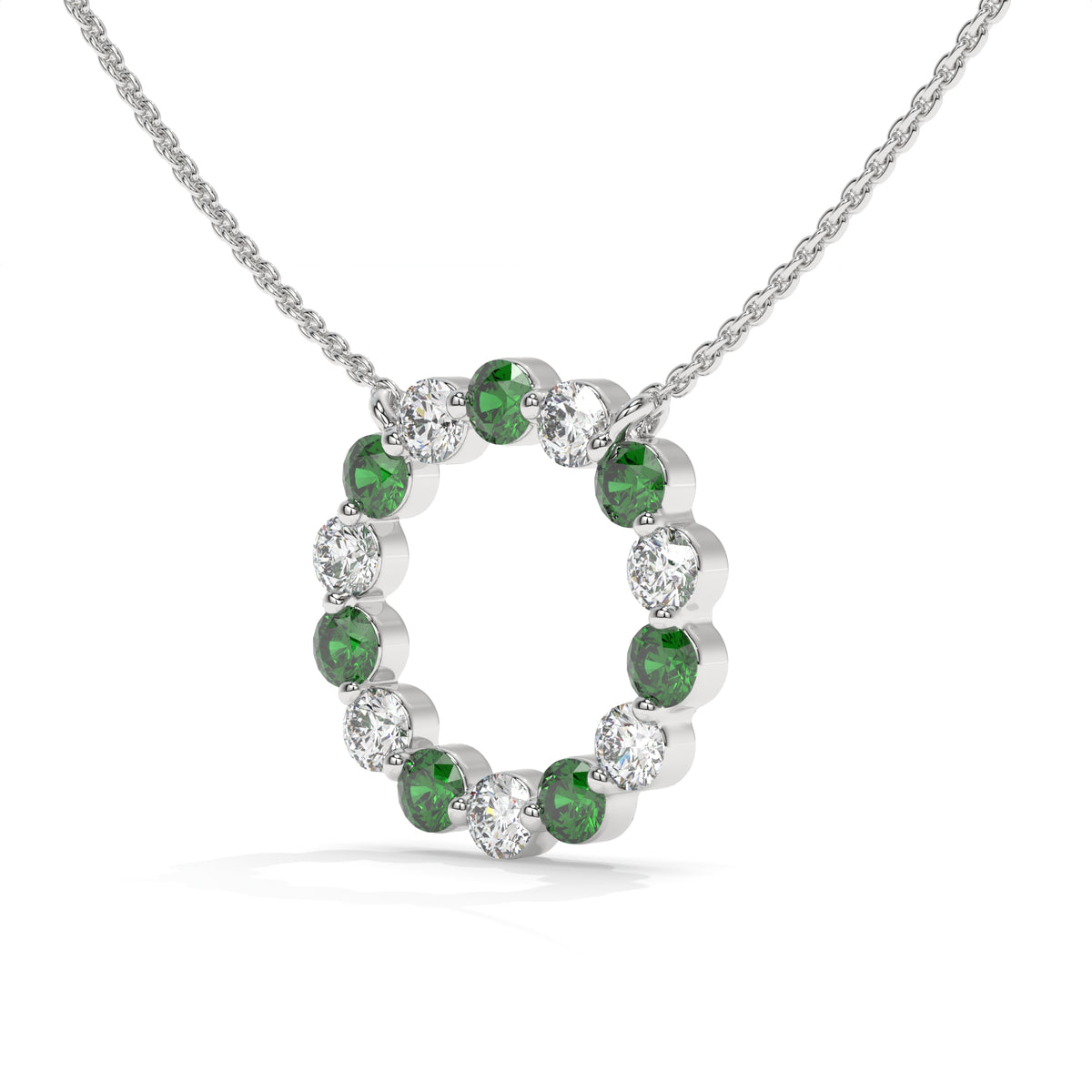 14K White Gold - Emerald