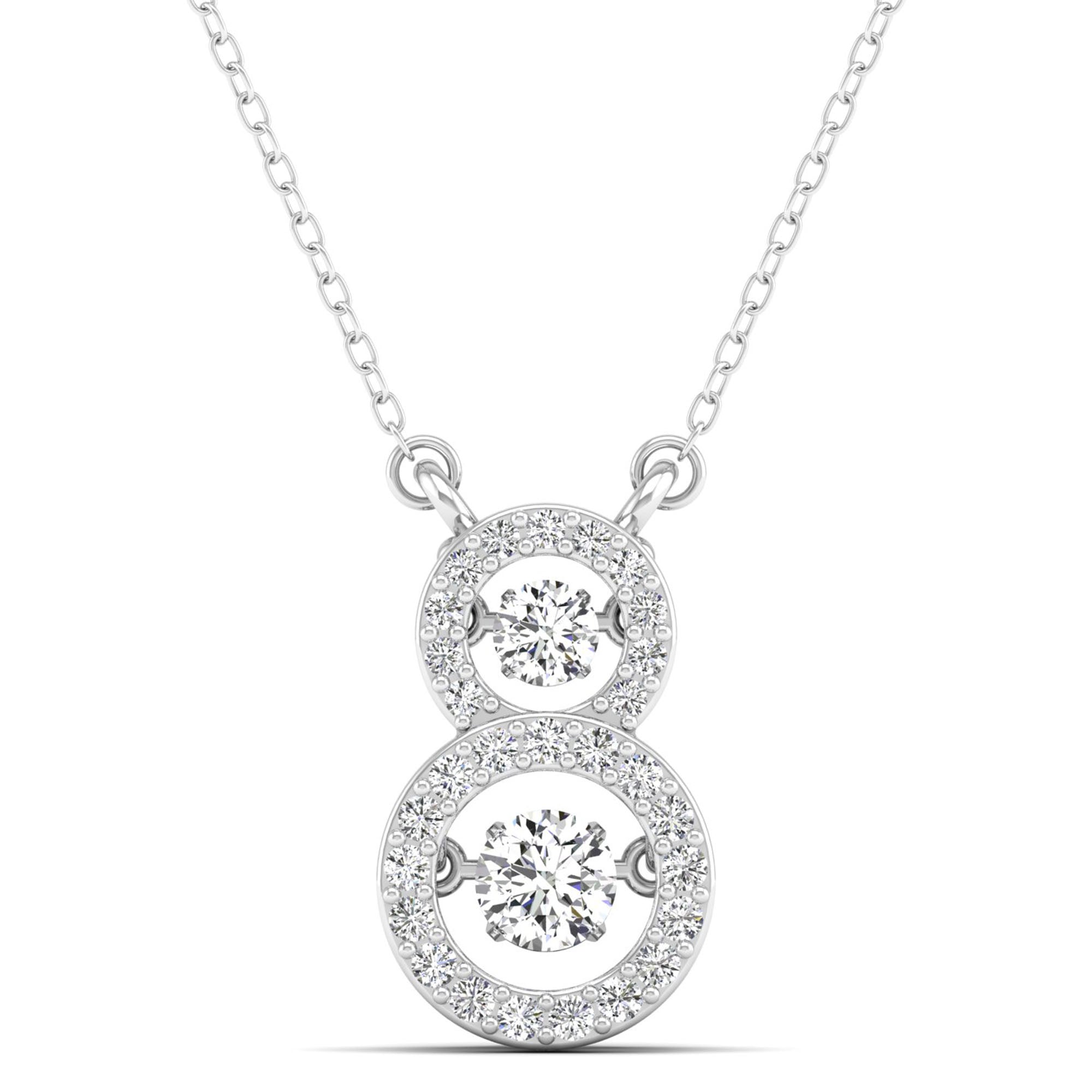 Stacked Halo Dancing Diamond Necklace - Milano