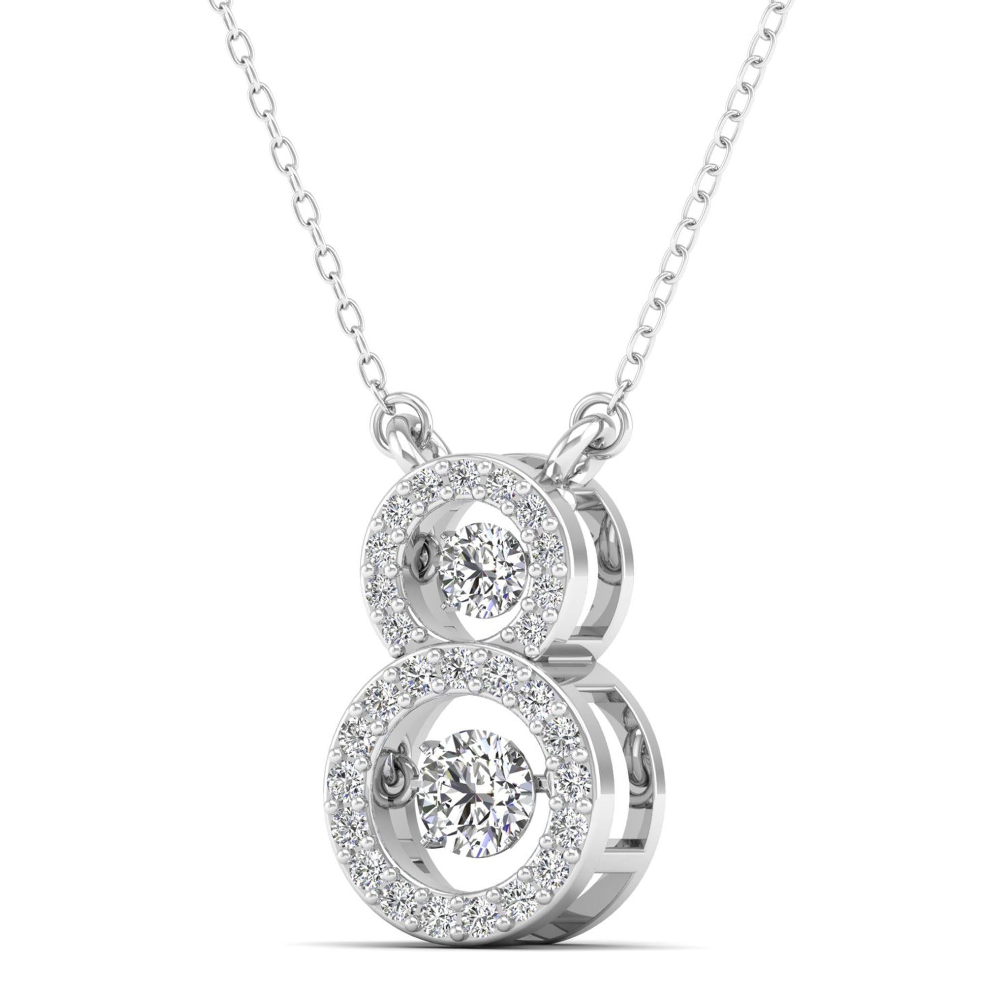 Stacked Halo Dancing Diamond Necklace - Milano