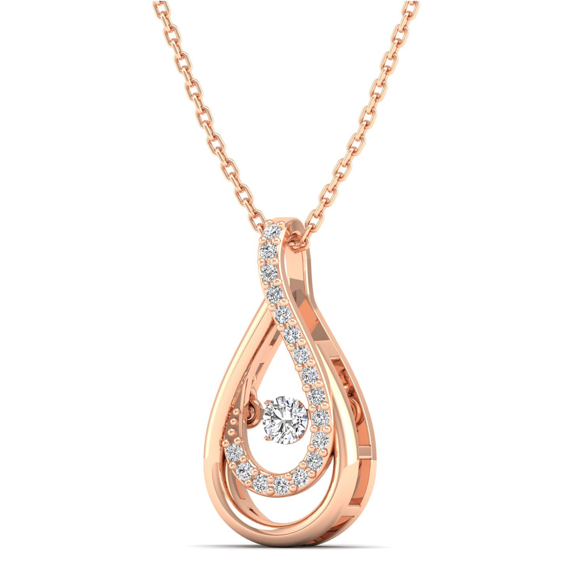 Double Tear Drop Dancing Diamond Pendant - Milano