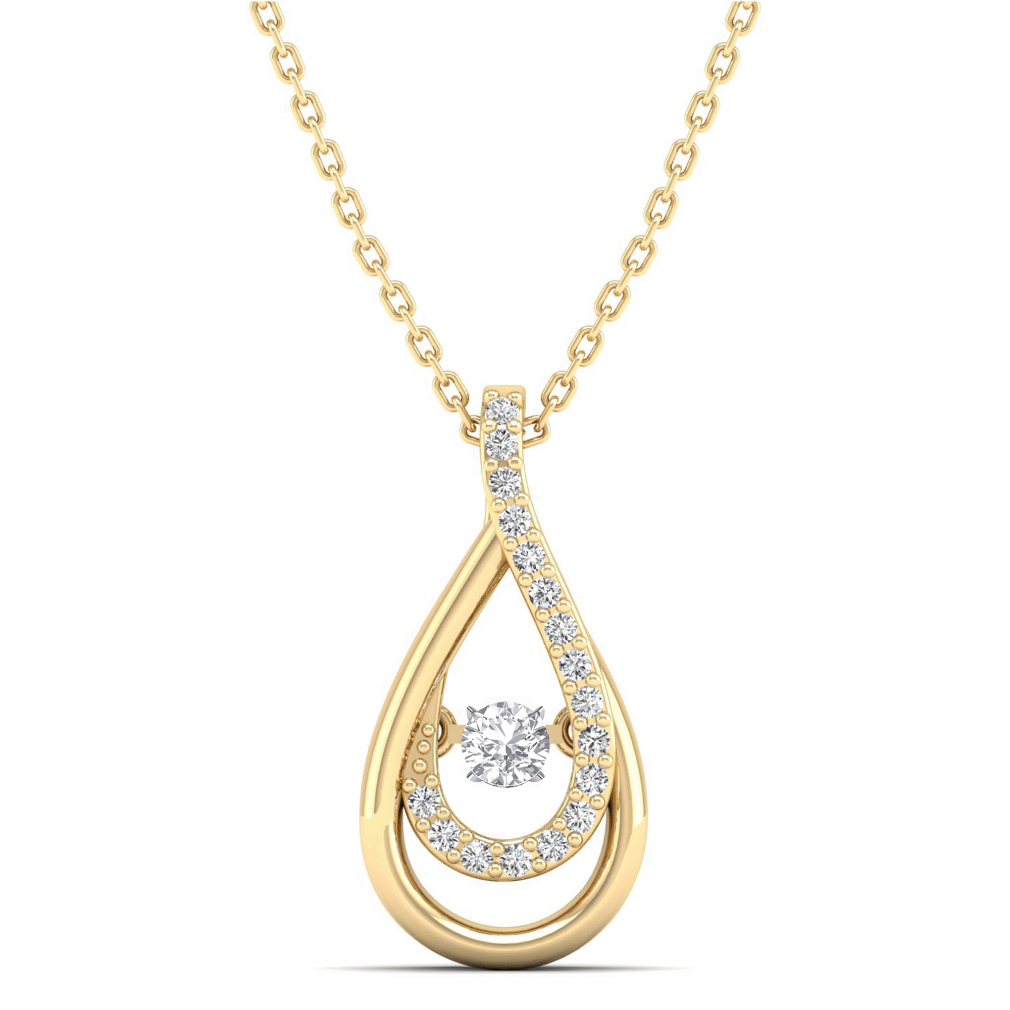 Double Tear Drop Dancing Diamond Pendant - Milano