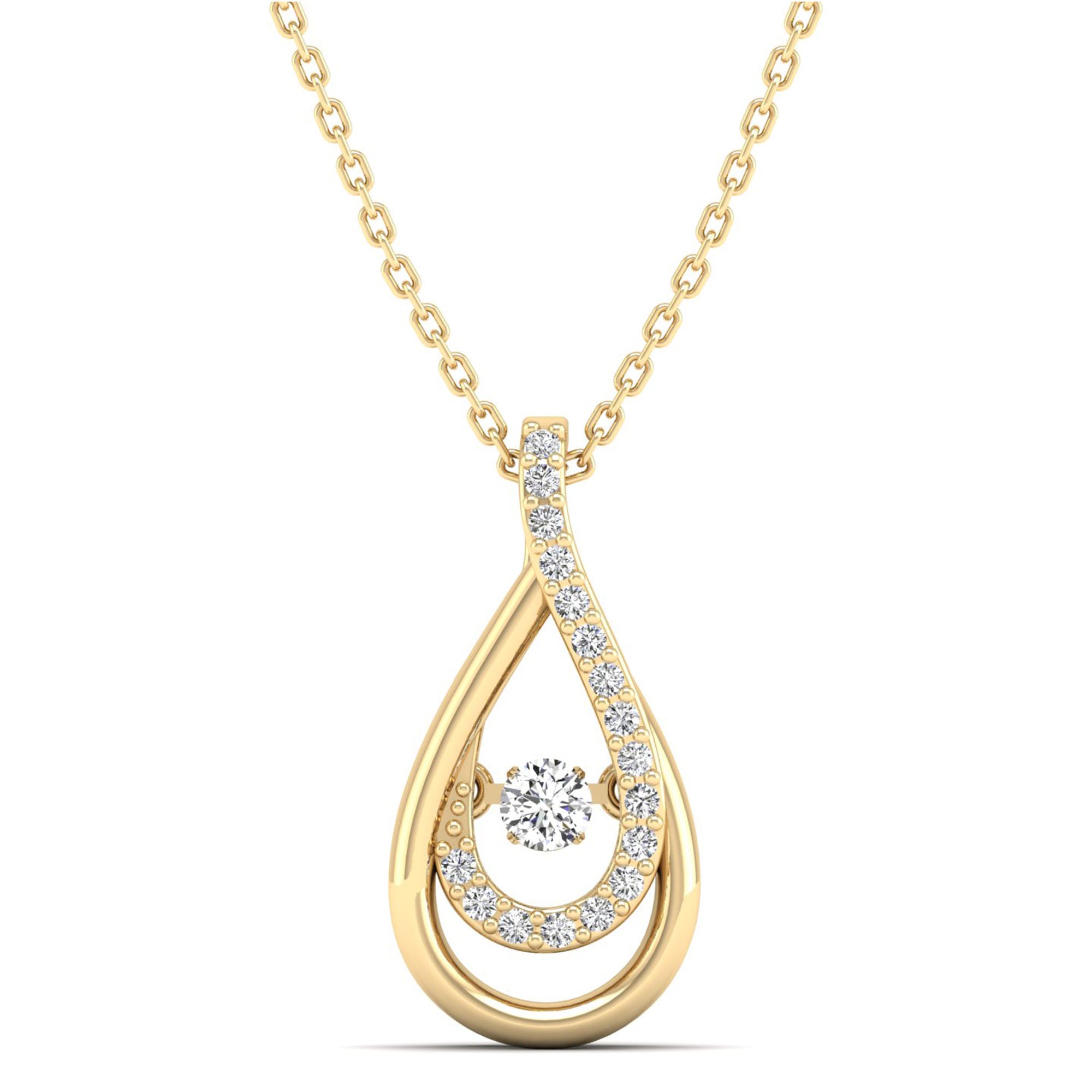 Double Tear Drop Dancing Diamond Pendant - Milano