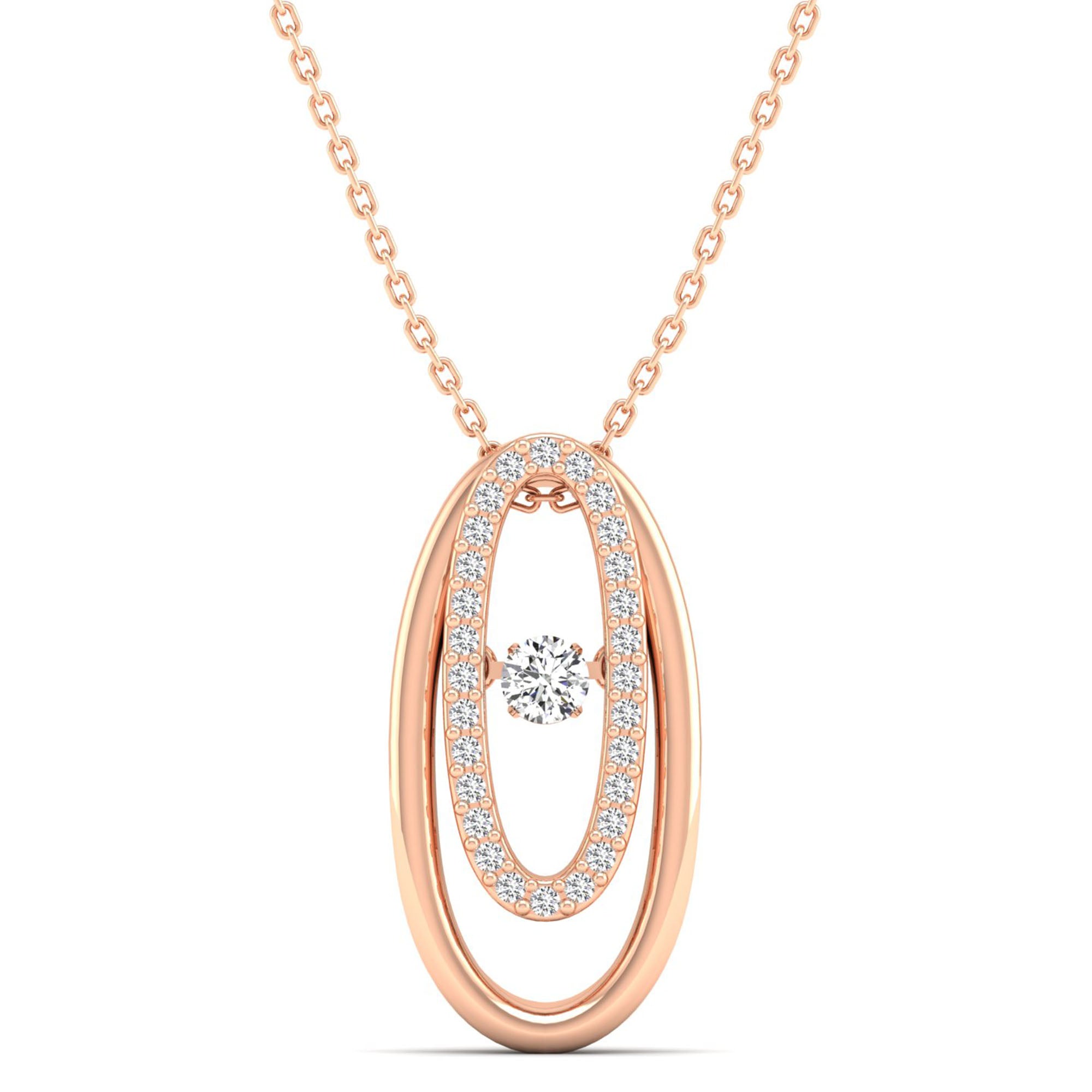 Double Oval Dancing Diamond Pendant - Milano