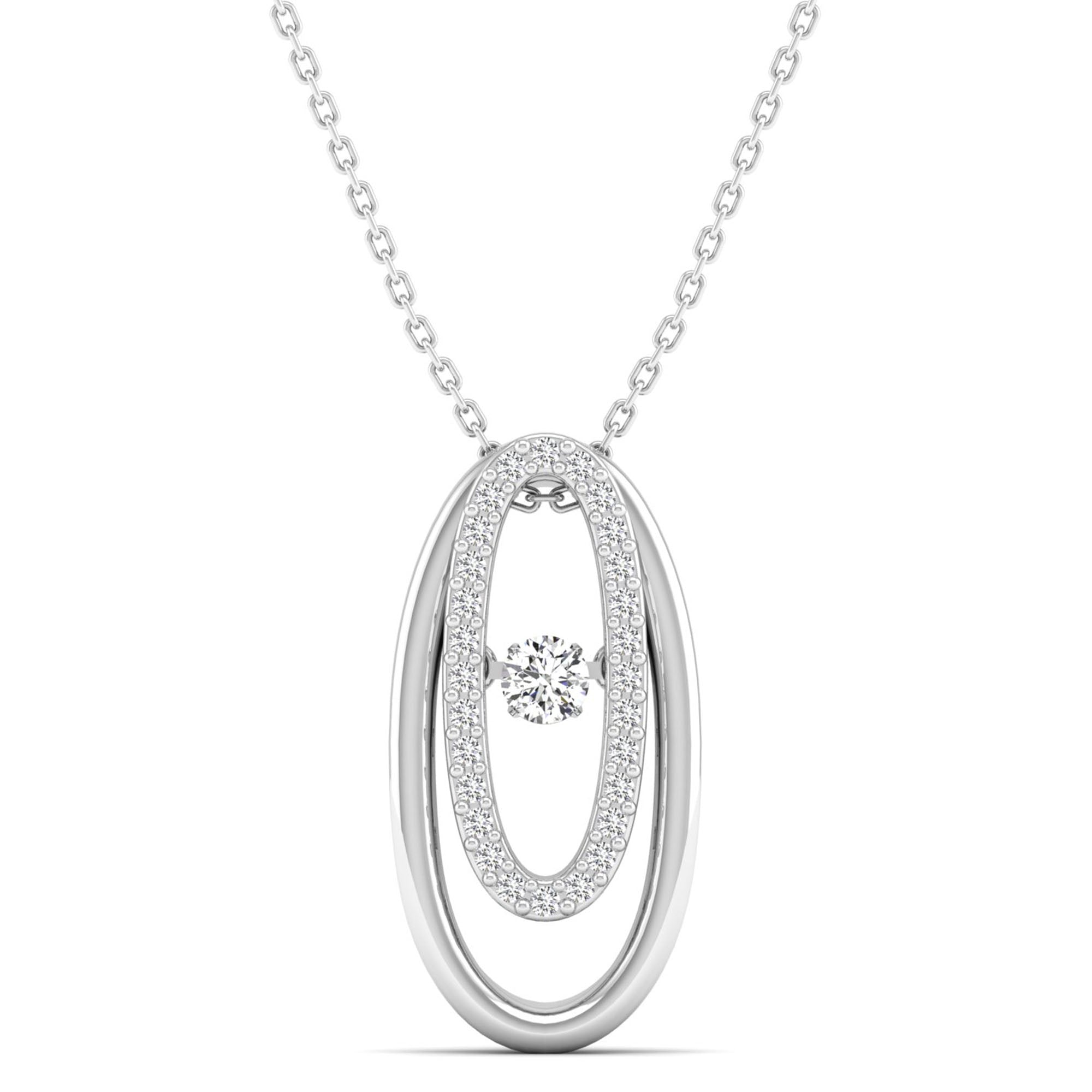 Double Oval Dancing Diamond Pendant - Milano