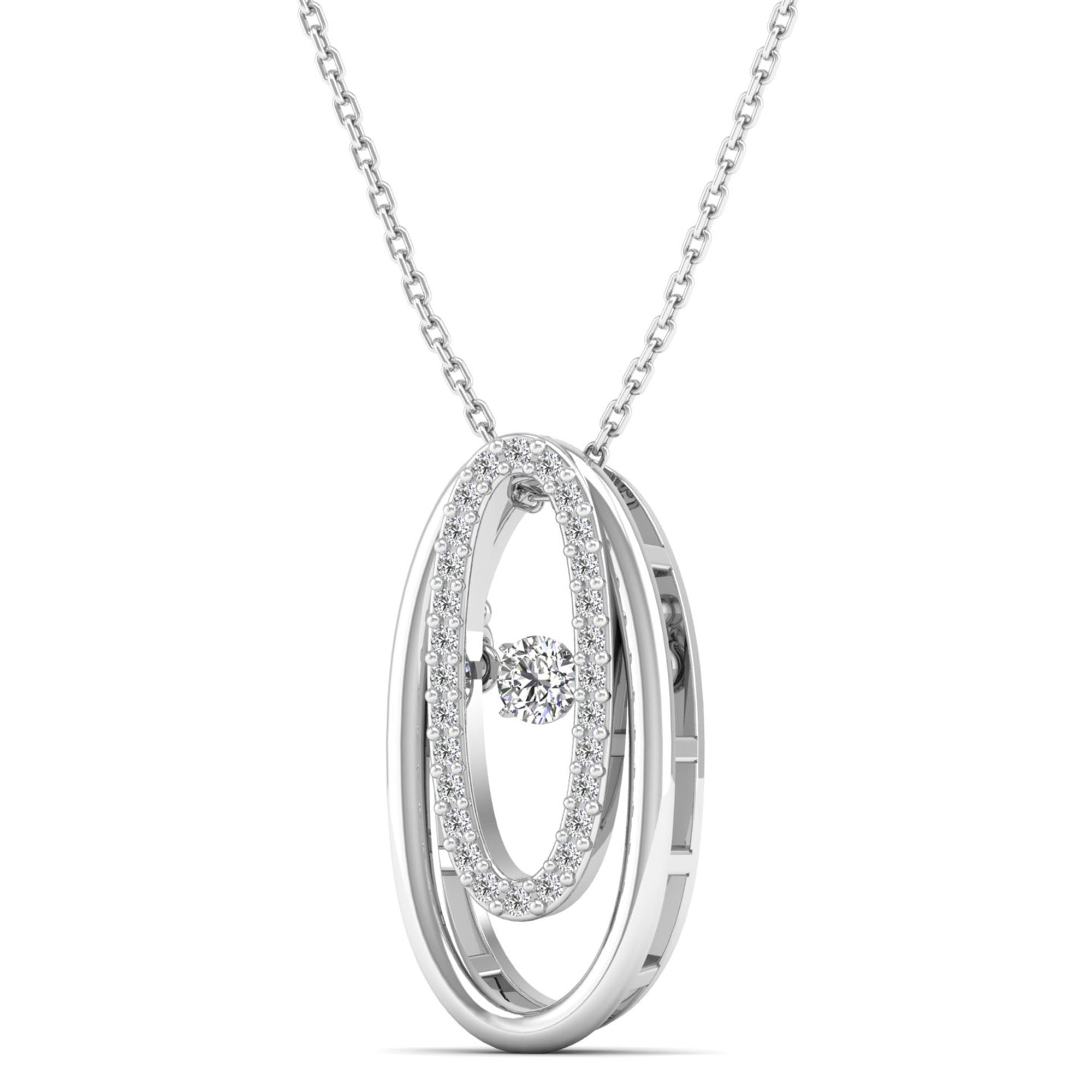 Double Oval Dancing Diamond Pendant - Milano