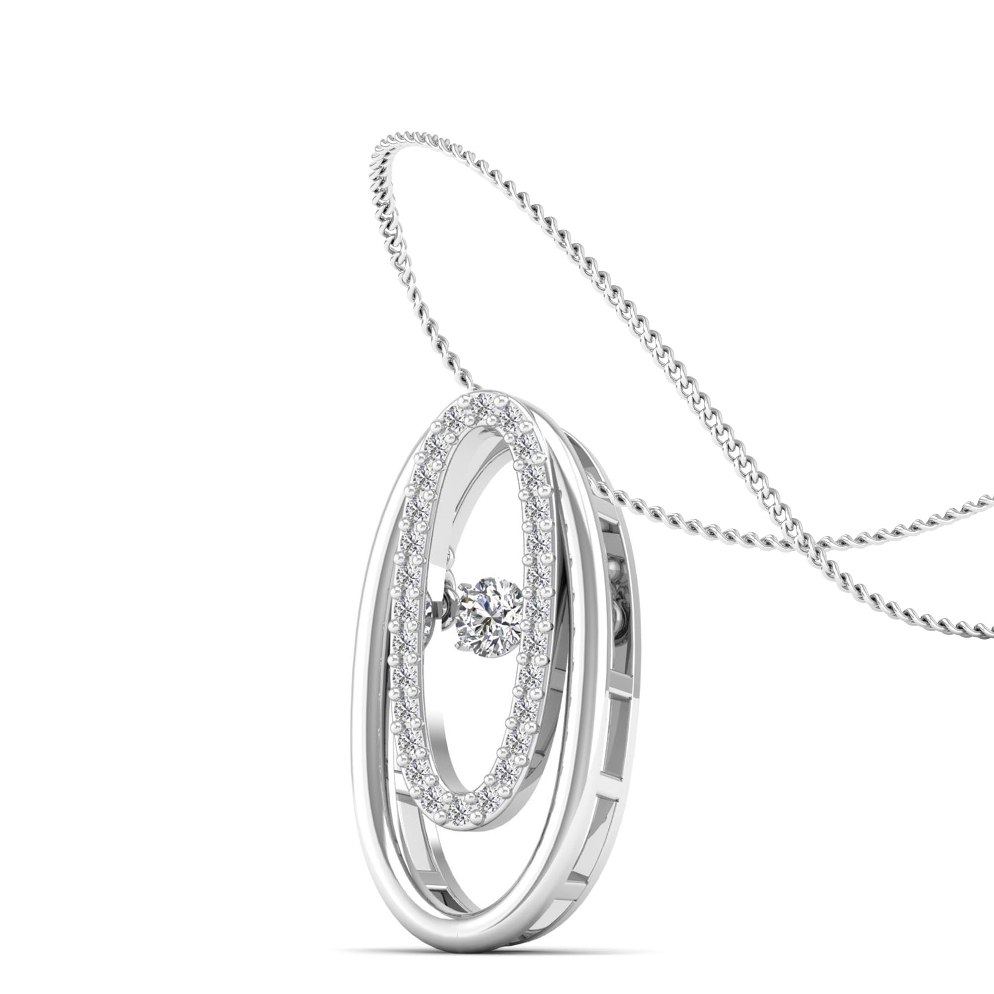 Double Oval Dancing Diamond Pendant - Milano