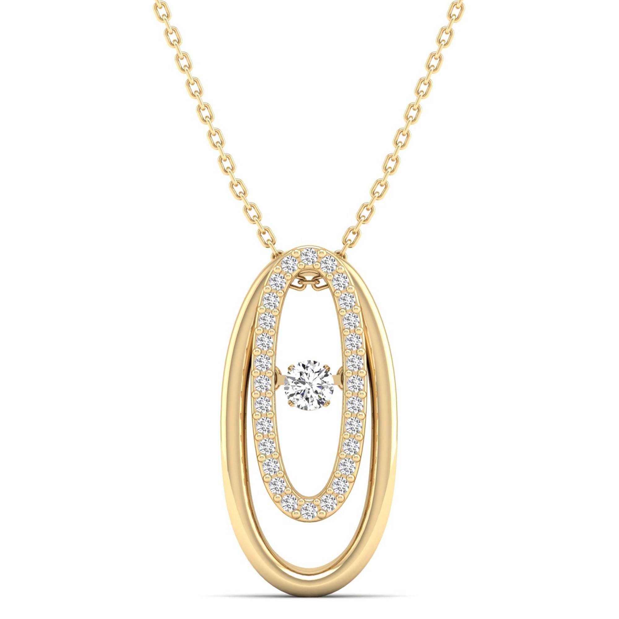 Double Oval Dancing Diamond Pendant - Milano