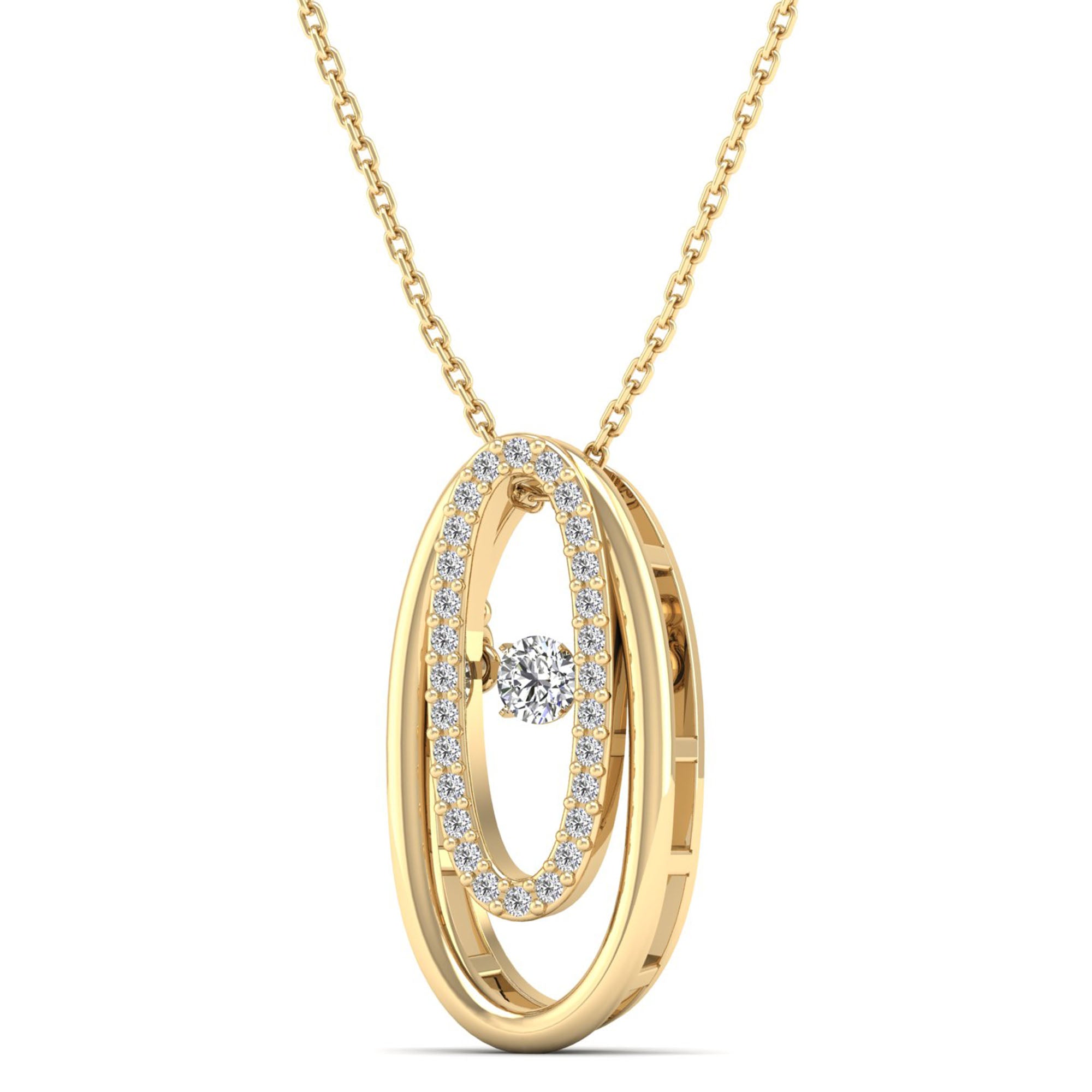 Double Oval Dancing Diamond Pendant - Milano