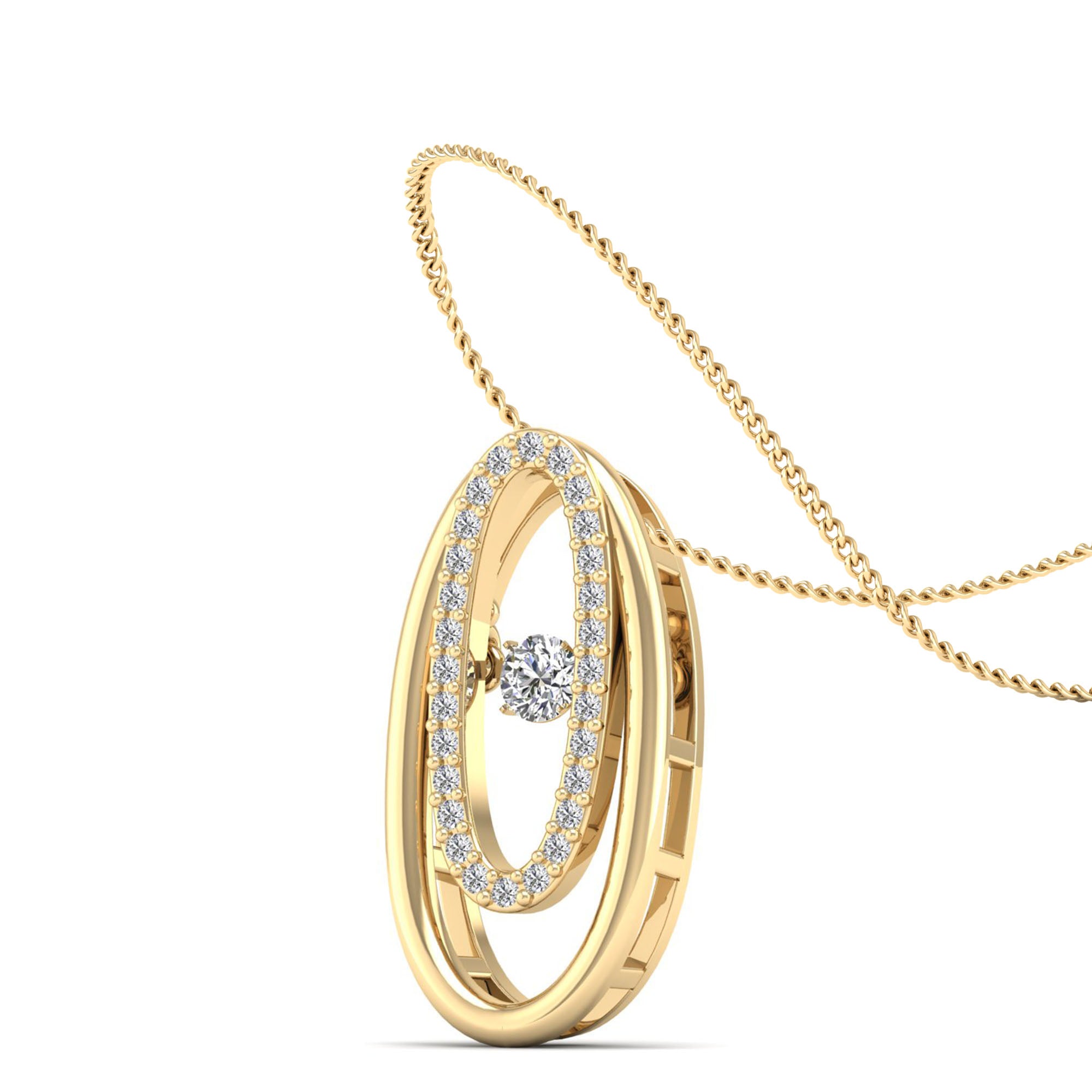 Double Oval Dancing Diamond Pendant - Milano