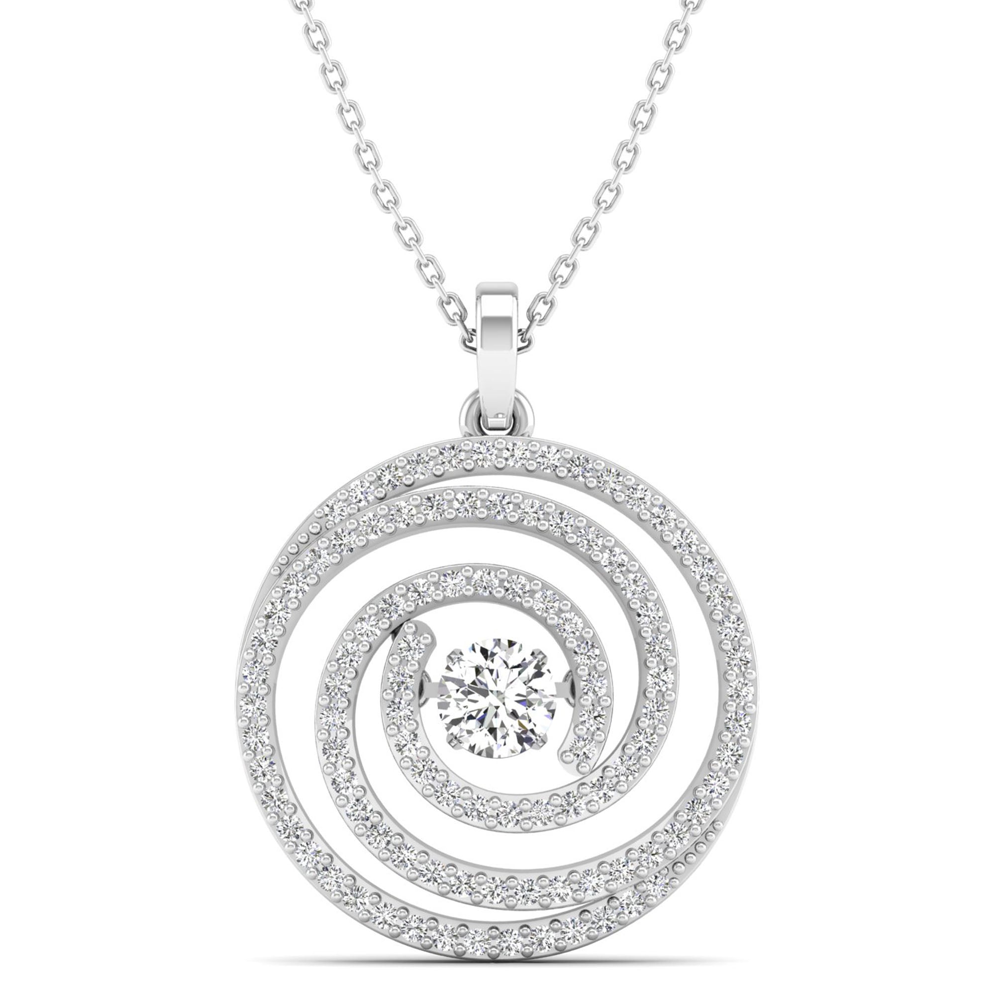 Geneve Swirl Dancing Diamond Pendant - Milano