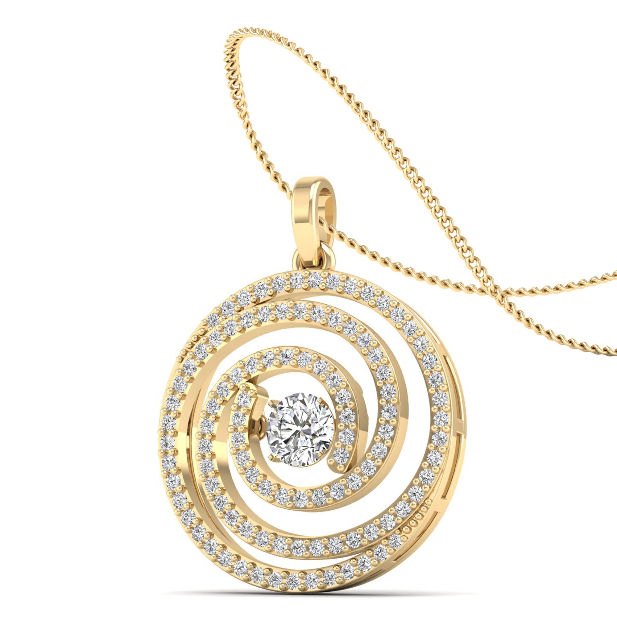 Geneve Swirl Dancing Diamond Pendant - Milano