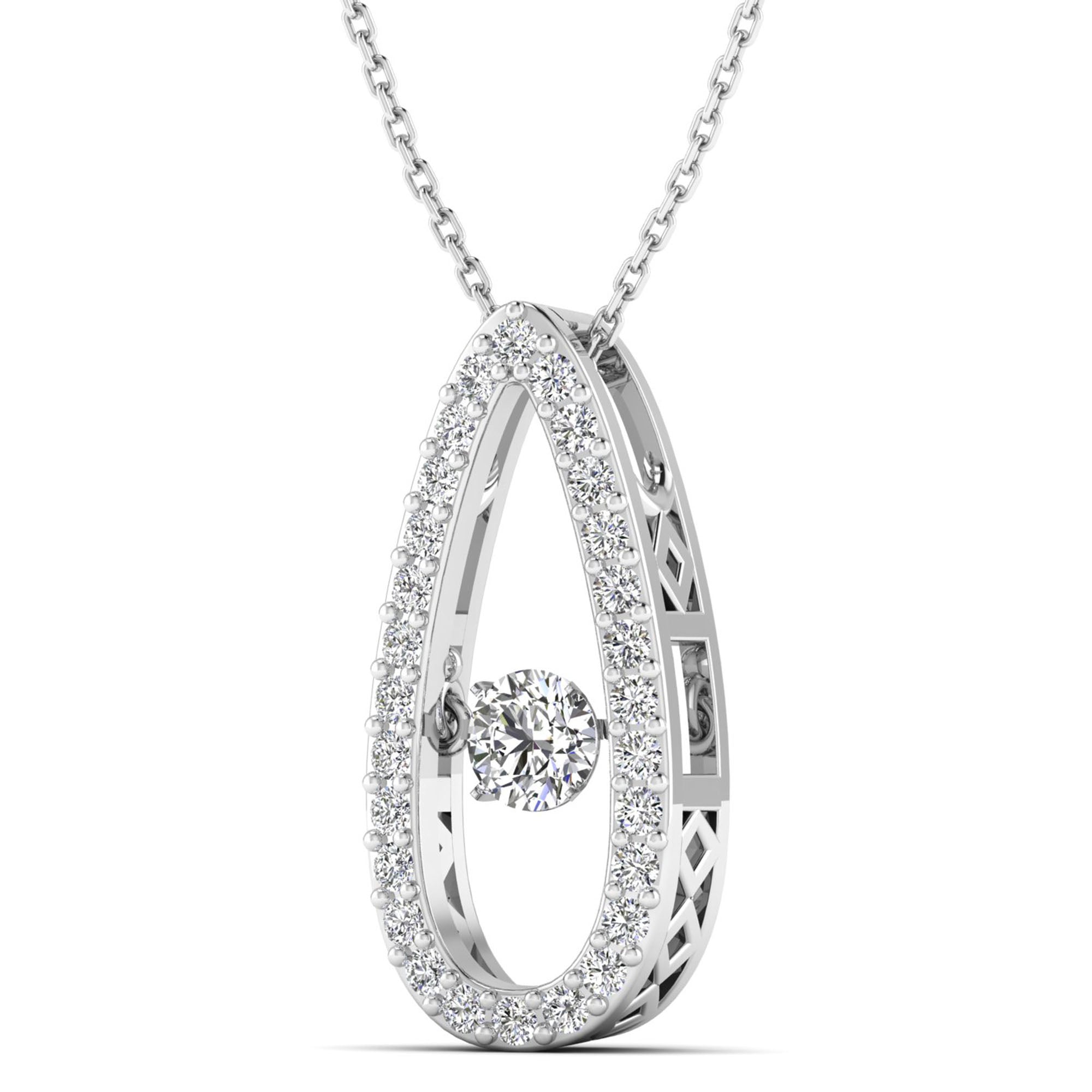Oblong Dancing Diamond Pendant - Milano