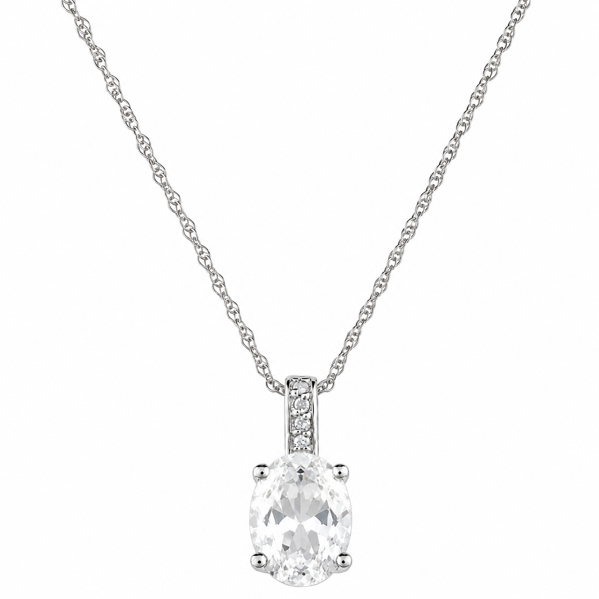 14K White Gold - White Topaz