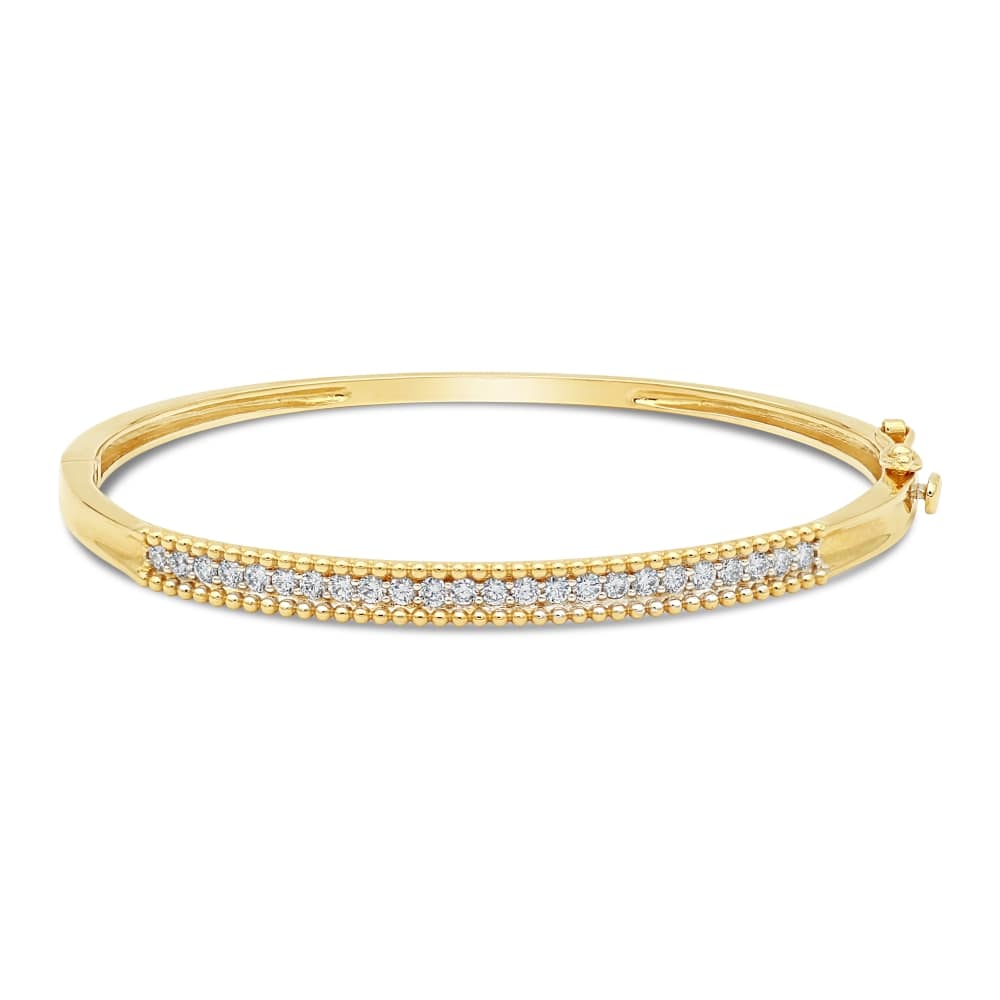 Simple Diamond Row Bangle in Yellow Gold - Milano