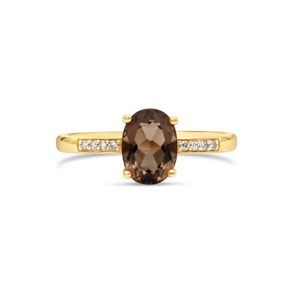 14K Yellow Gold - Smoky Quartz