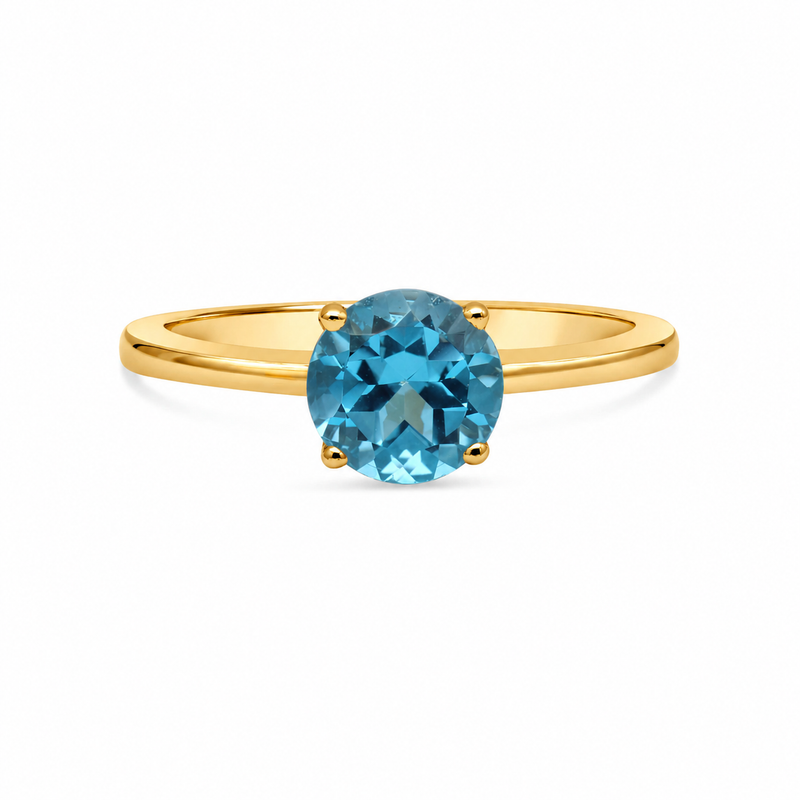 14K Yellow Gold - Blue Topaz