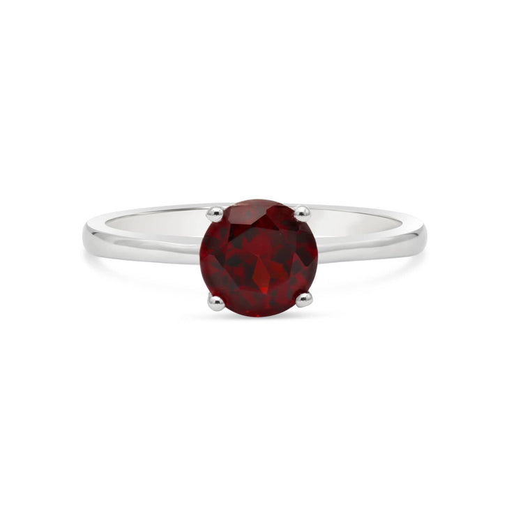 14K White Gold - Garnet