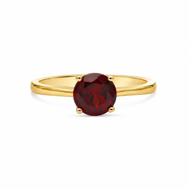 14K Yellow Gold - Garnet