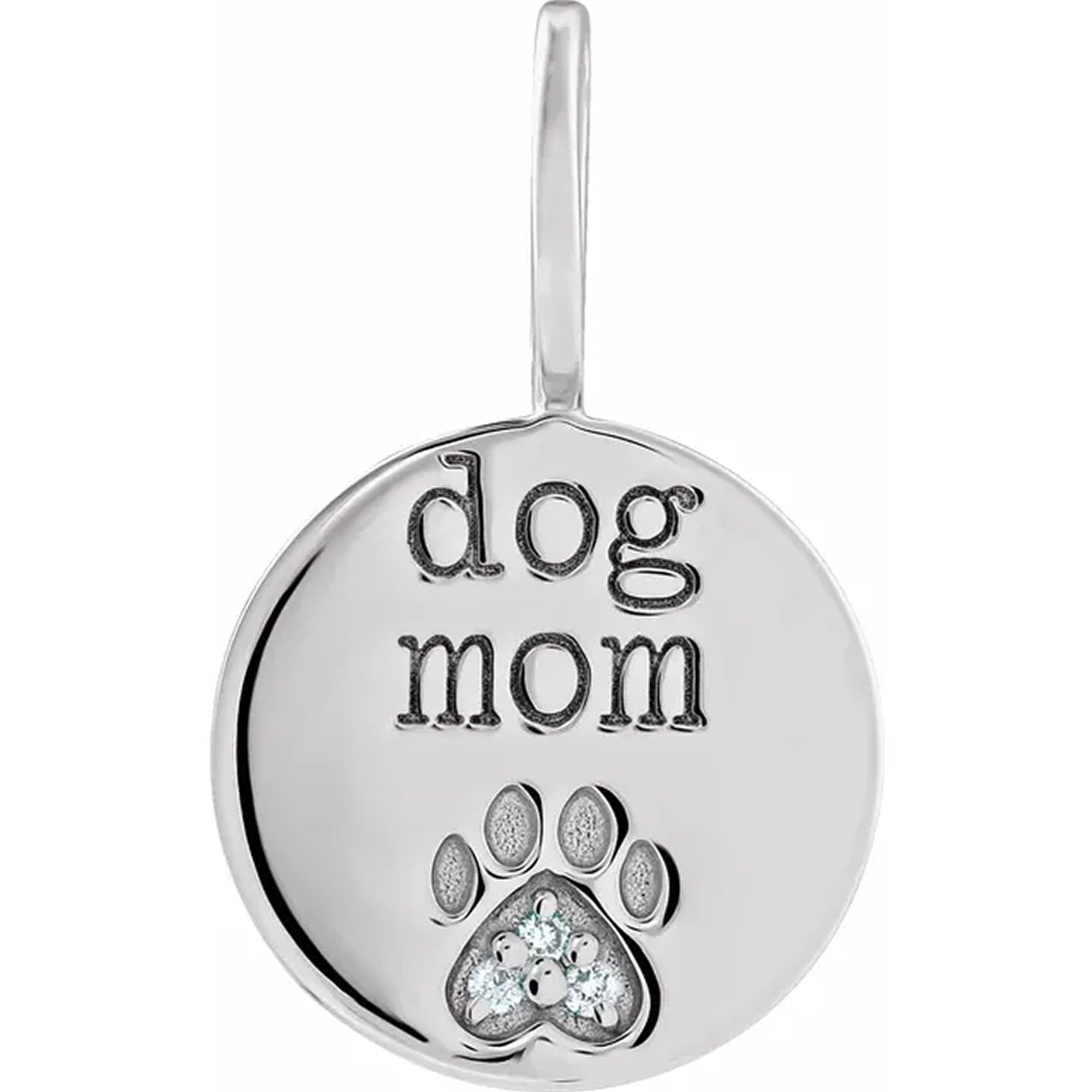 14K White Gold - Dog mom