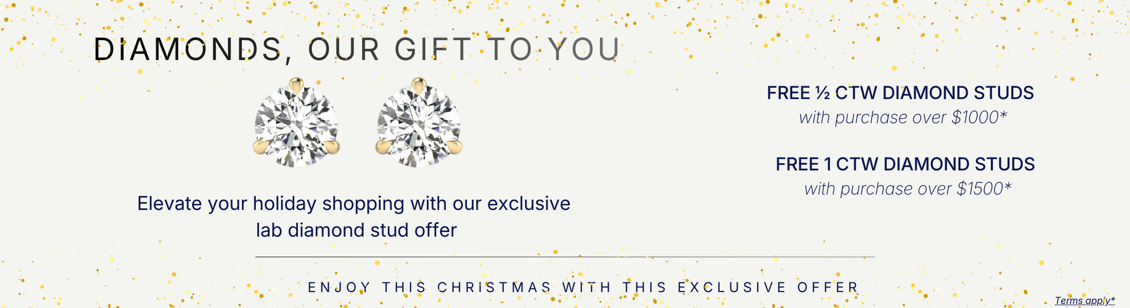 Free Gift with purchase promotion offer for lab diamond studs for Christmas 2025