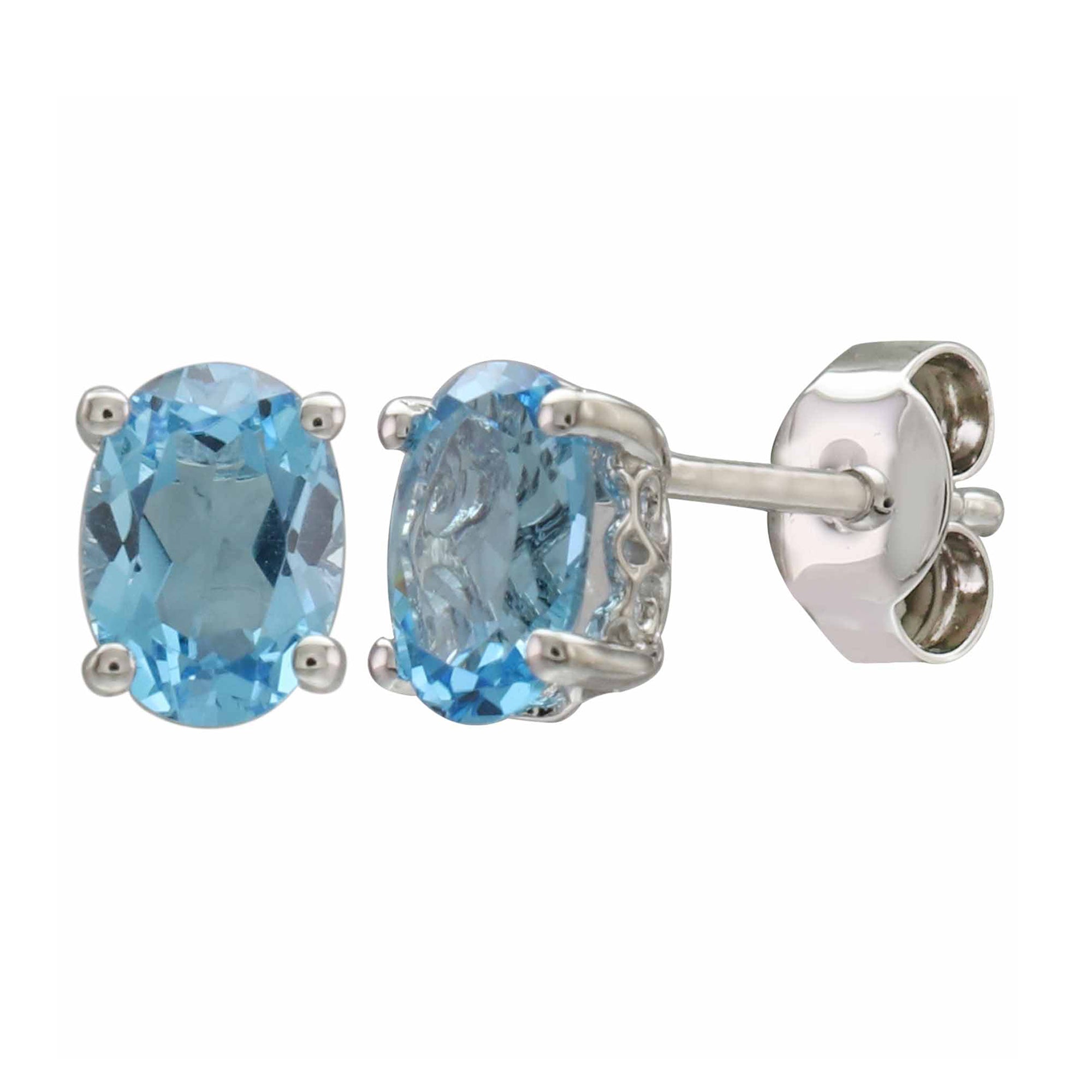 14K White Gold - Blue Topaz