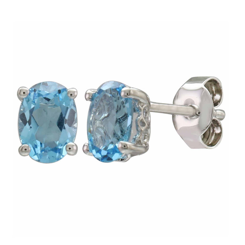 14K White Gold - Blue Topaz