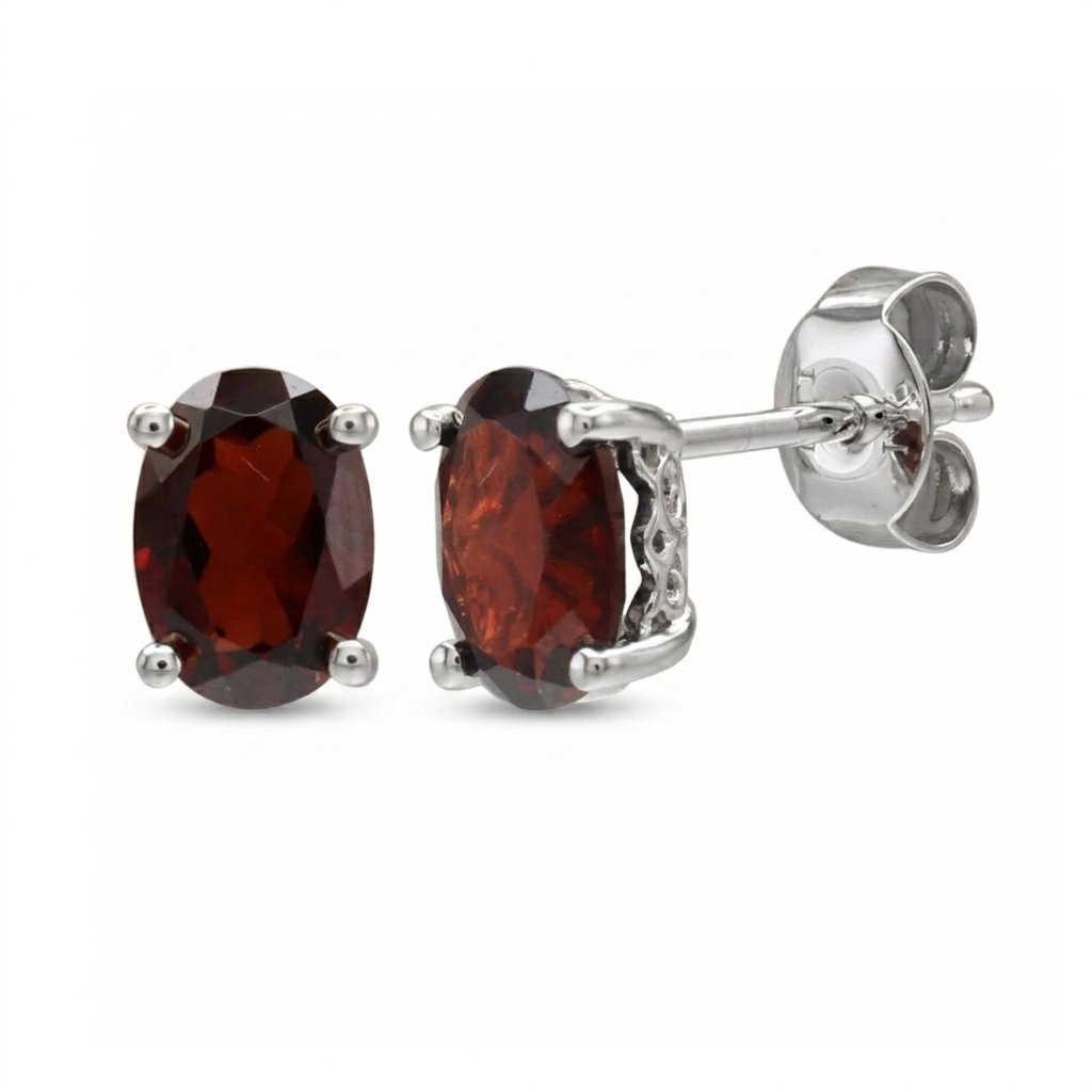 14K White Gold - Garnet