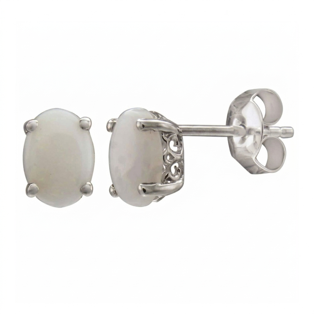 14K White Gold - Opal