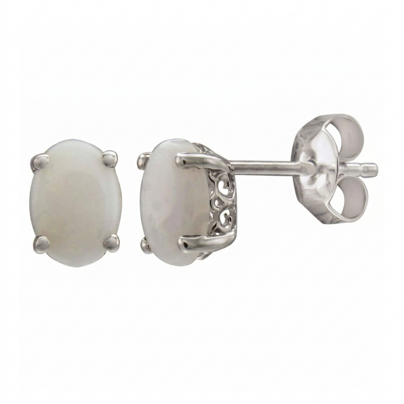 14K White Gold - Opal