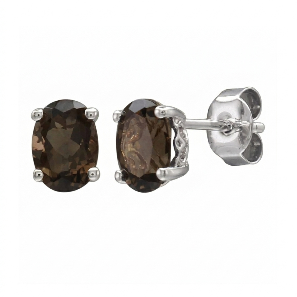 14K White Gold - Smoky Quartz