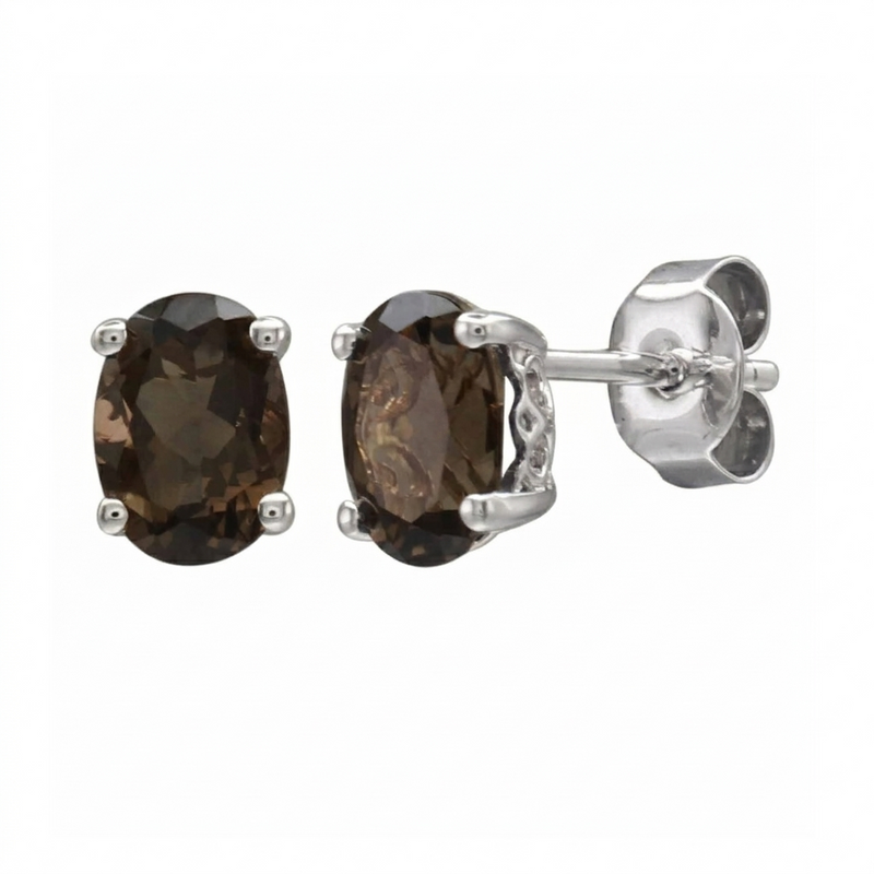 14K White Gold - Smoky Quartz