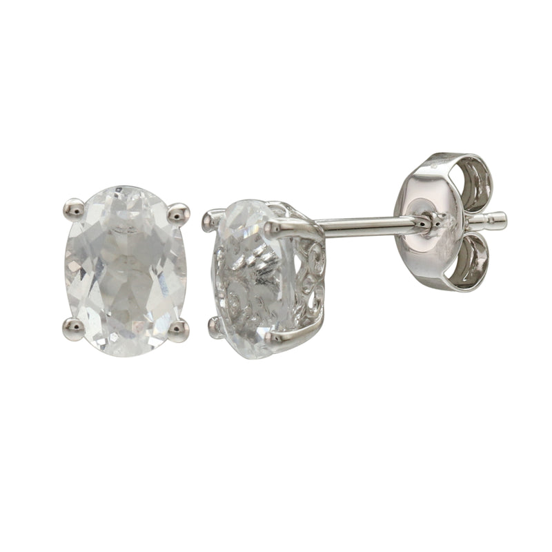 14K White Gold - White Topaz