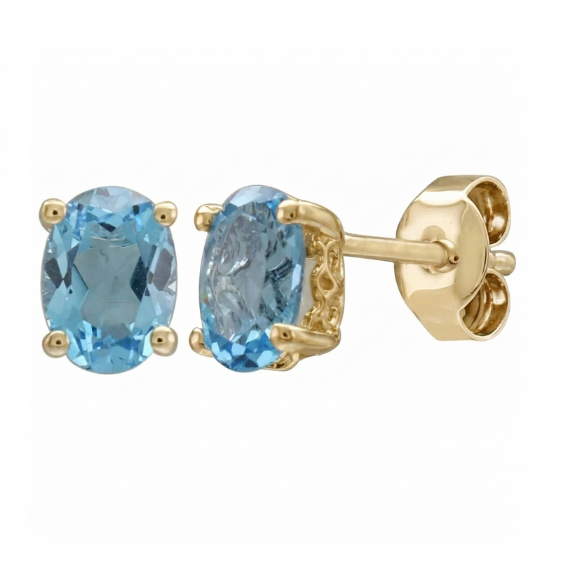 14K Yellow Gold - Blue Topaz
