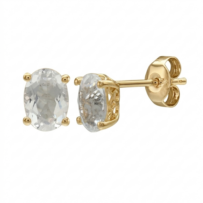 14K Yellow Gold - White Topaz