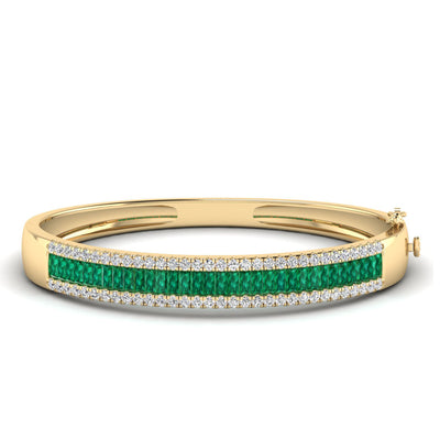 Triple Row Baguette Gemstone and Diamond Bangle