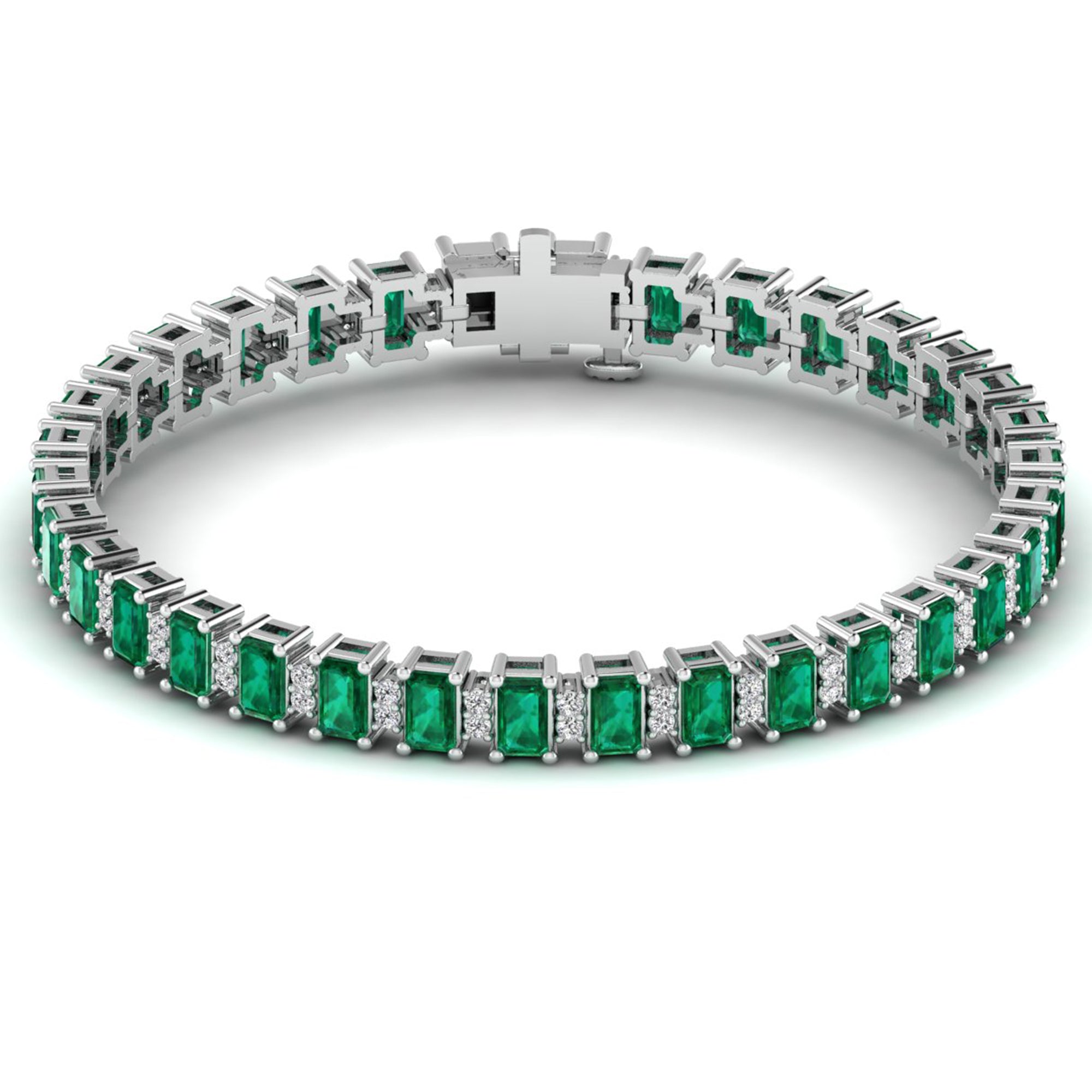 14K White Gold - Emerald