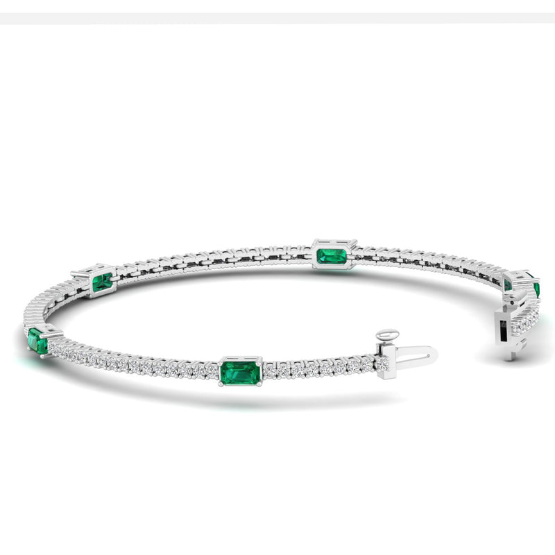 14K White Gold - Emerald