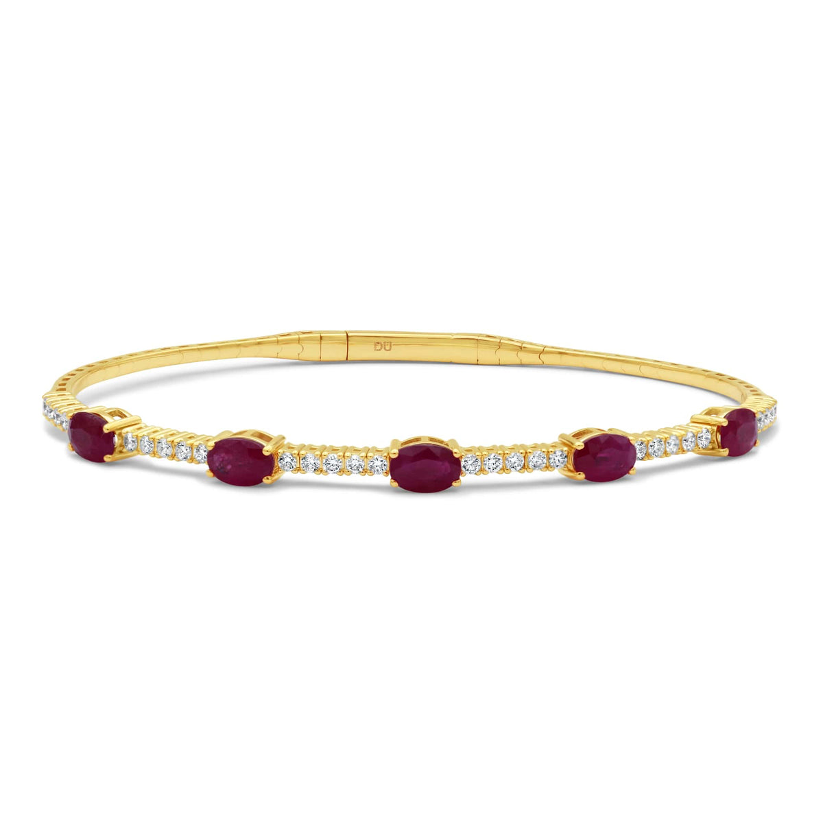 Oval Ruby and Diamond Flex Bangle – Milano
