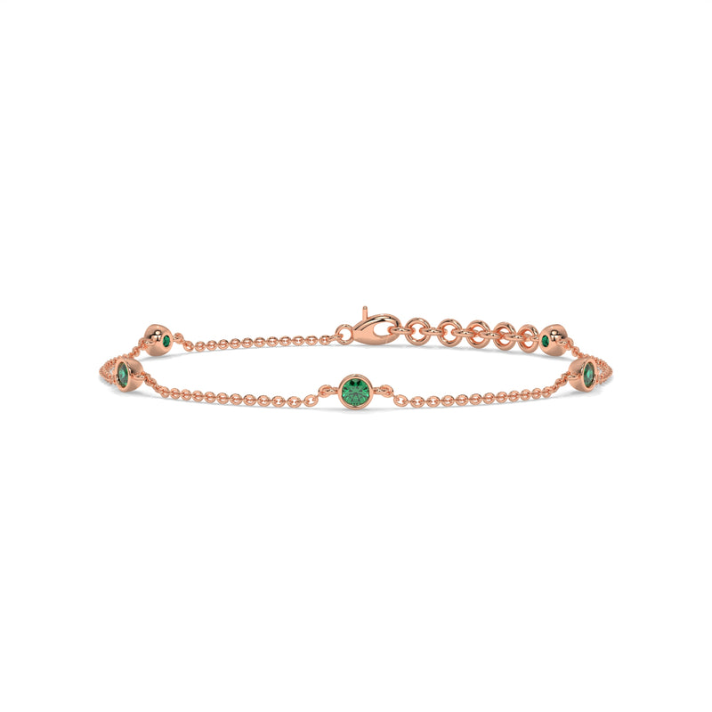 14K Rose Gold - Emerald