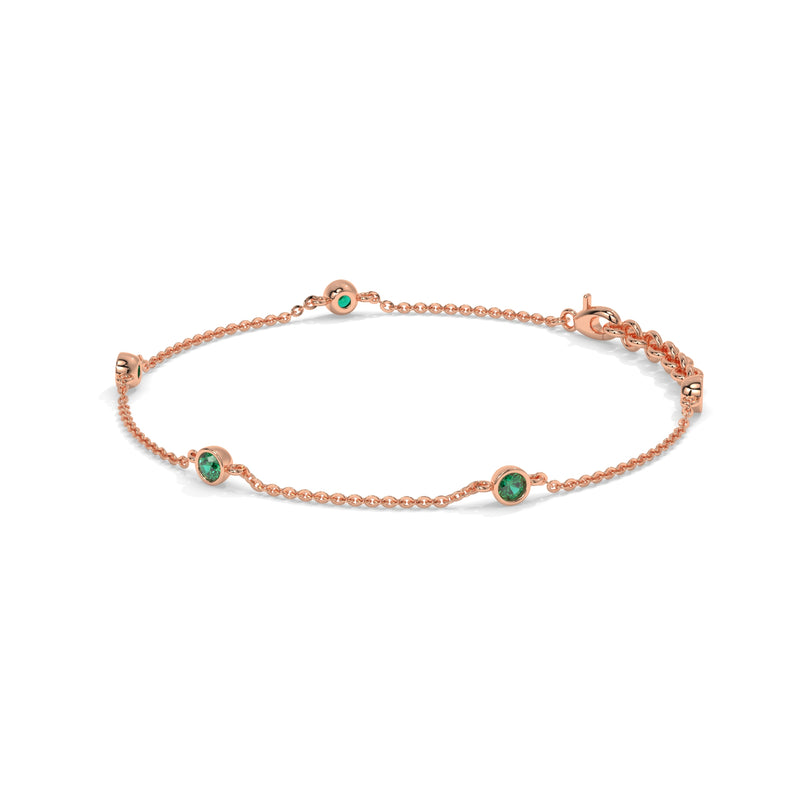 14K Rose Gold - Emerald