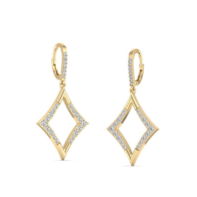 Kite-Shaped Drop Diamond Dangle Earrings
