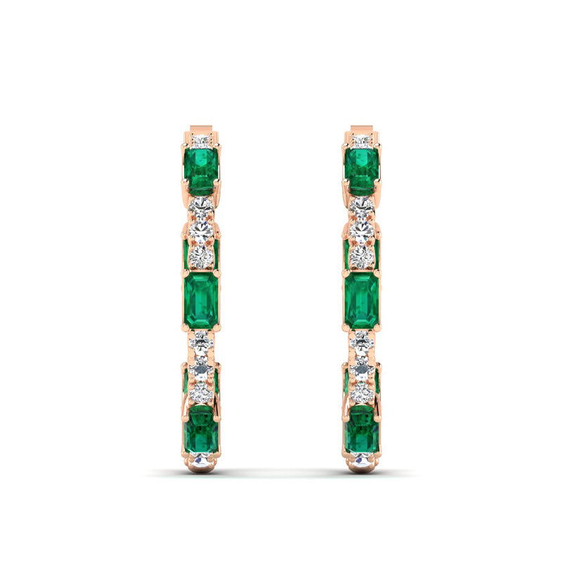 14K Rose Gold - Emerald